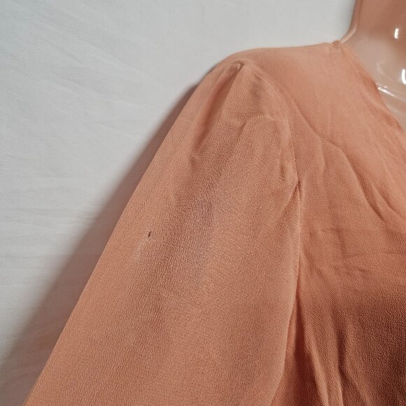 Reformation Wren Wran Wrap Mini Dress Women Size XL Peach - Picture 13 of 13